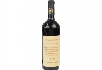 Sticla vin cu eticheta lemn