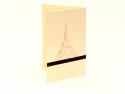 Exteriorul meniului este imprimat cu Turnul Eiffel