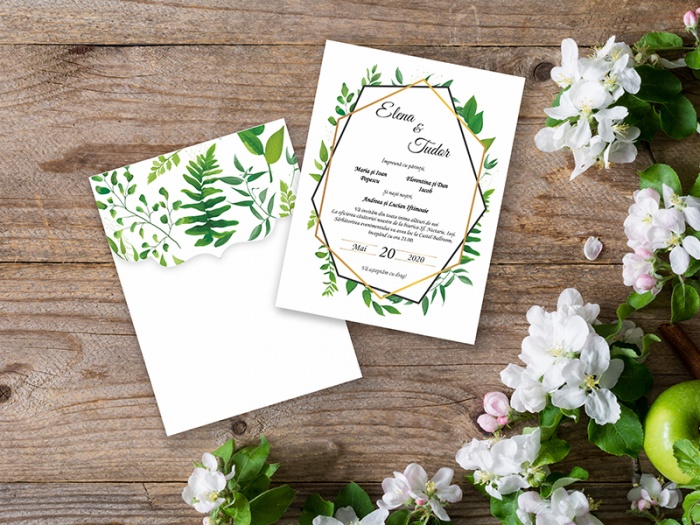 Invitatie de nunta cu design verde