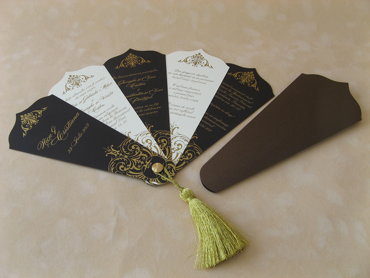 Invitatie eventai cu ciucure deorativ si surub metalic