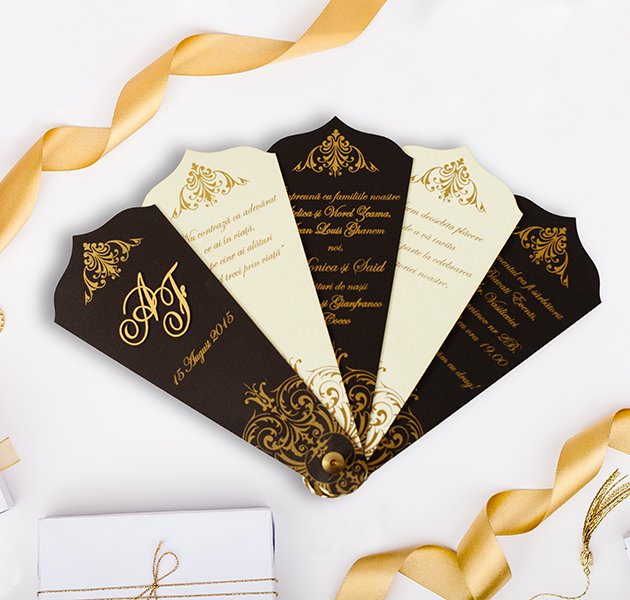 Invitatie nunta in forma de evantai