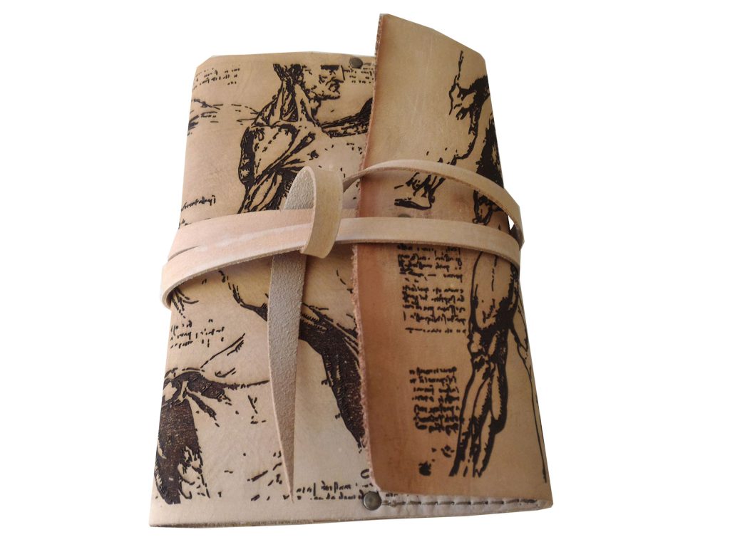 Agenda personalizata din piele naturala de inspiratie Leonardo Da Vinci