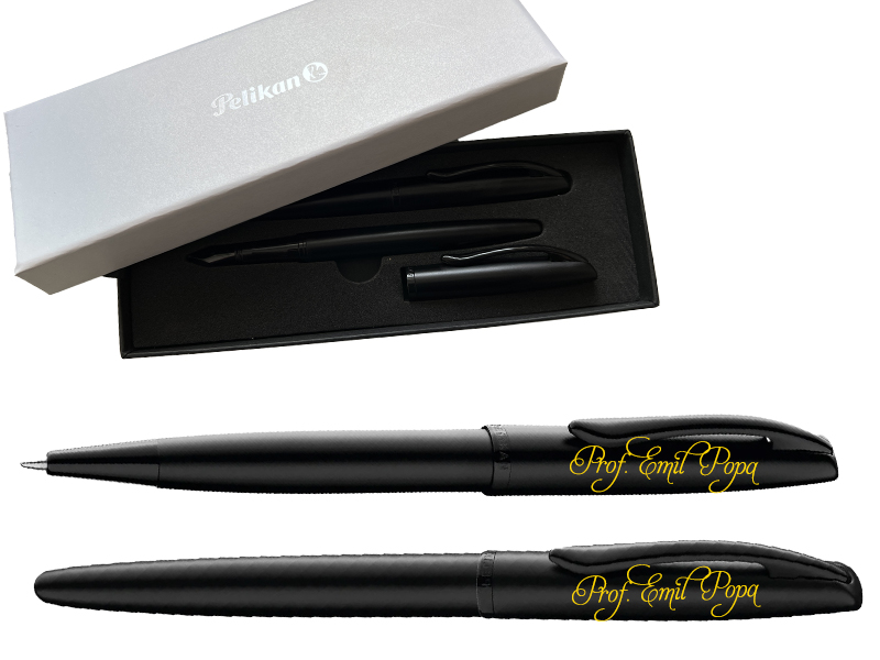 Cadou set Pelikan negru personalizat pentru profesori doctori avocati ingineri