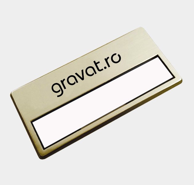 Ecuson cu fereastra gravat laser auriu cu negru