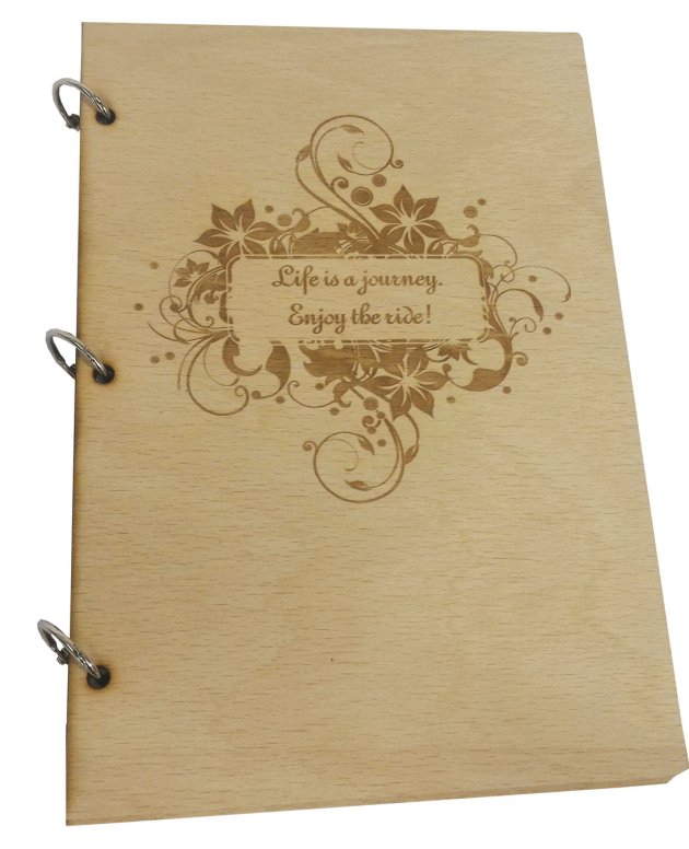 Bloc notes ci coperti din lemn personalizate prin gravura