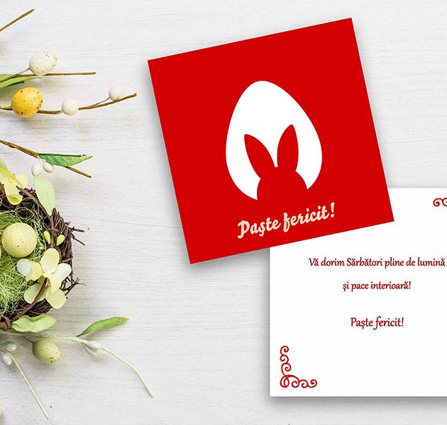 Felicitare Paste cu iepuras decupat