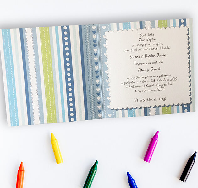 Interior cu text invitatie pentru botez