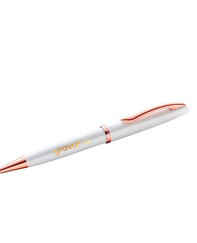 Pix Pelikan metalic alb cu auriu personalizat