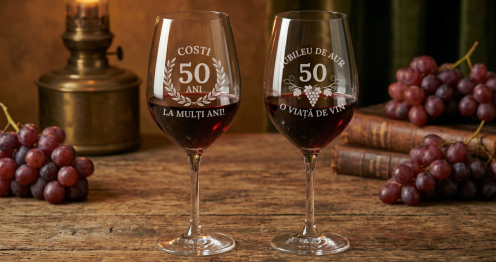 Pahare de vin rosu personalizate prin gravura