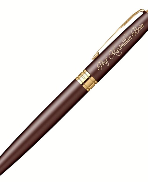 Stilou Parker Chocolate maro cu auriu gravat